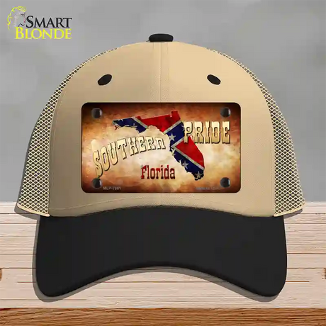 Southern Pride Florida Novelty License Plate Hat Mesh / Khaki|Black