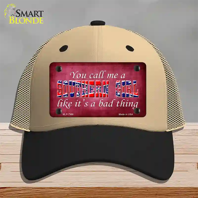 Call Me A Southern Girl Novelty License Plate Hat Mesh / Khaki|Black