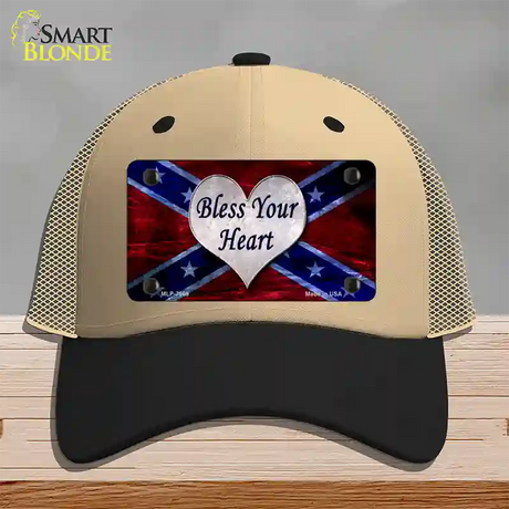 Bless Your Heart Novelty License Plate Hat Mesh / Khaki|Black