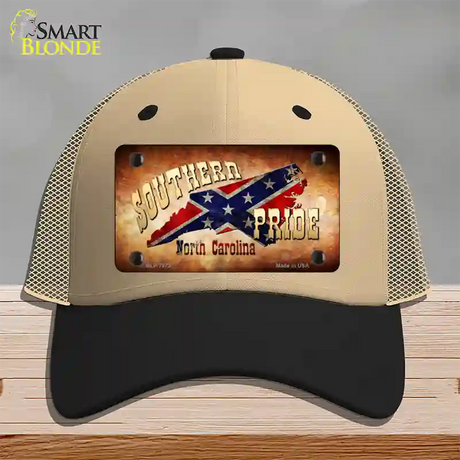 Southern Pride North Carolina Novelty License Plate Hat Mesh / Khaki|Black