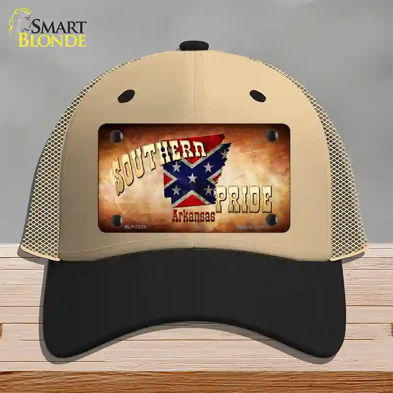 Southern Pride Arkansas Novelty License Plate Hat Mesh / Khaki|Black