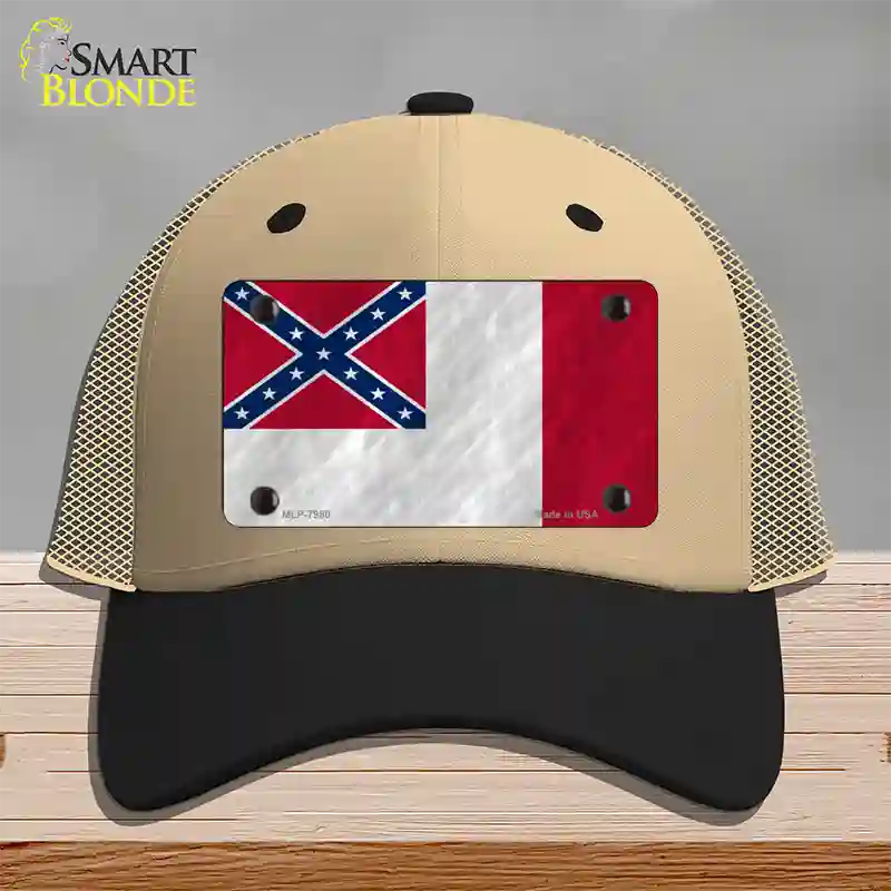 Third Confederate Flag Novelty License Plate Hat Mesh / Khaki|Black