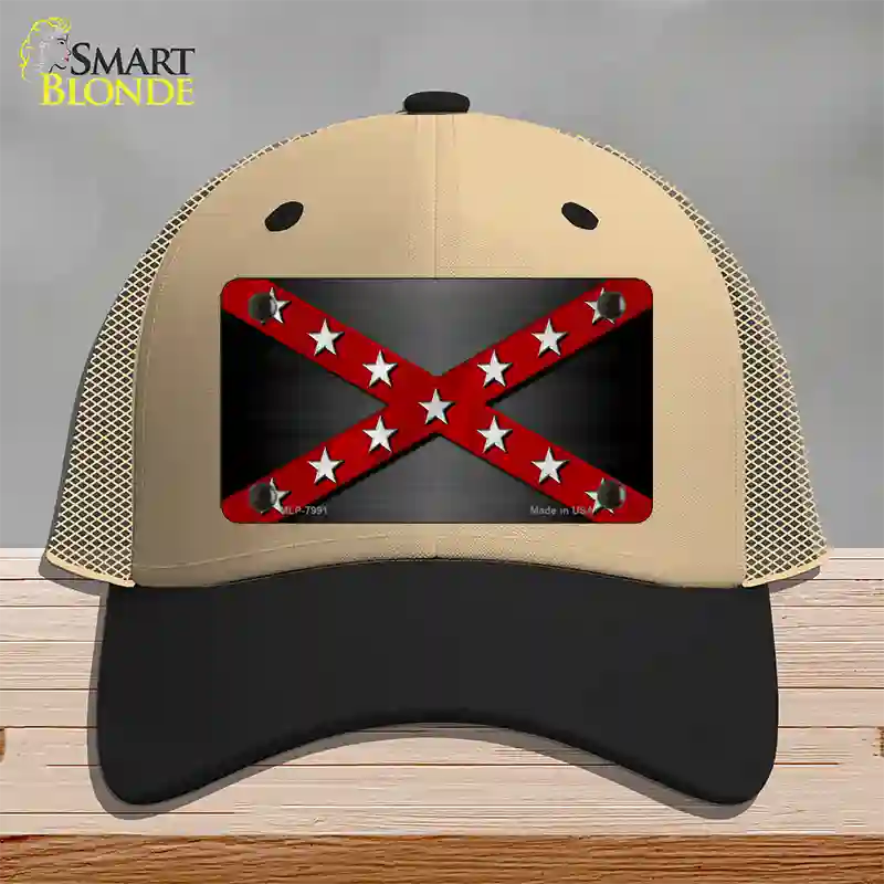 Confederate Stripes Red Novelty License Plate Hat Mesh / Khaki|Black