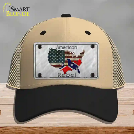 American Rebel Map Novelty License Plate Hat Mesh / Khaki|Black