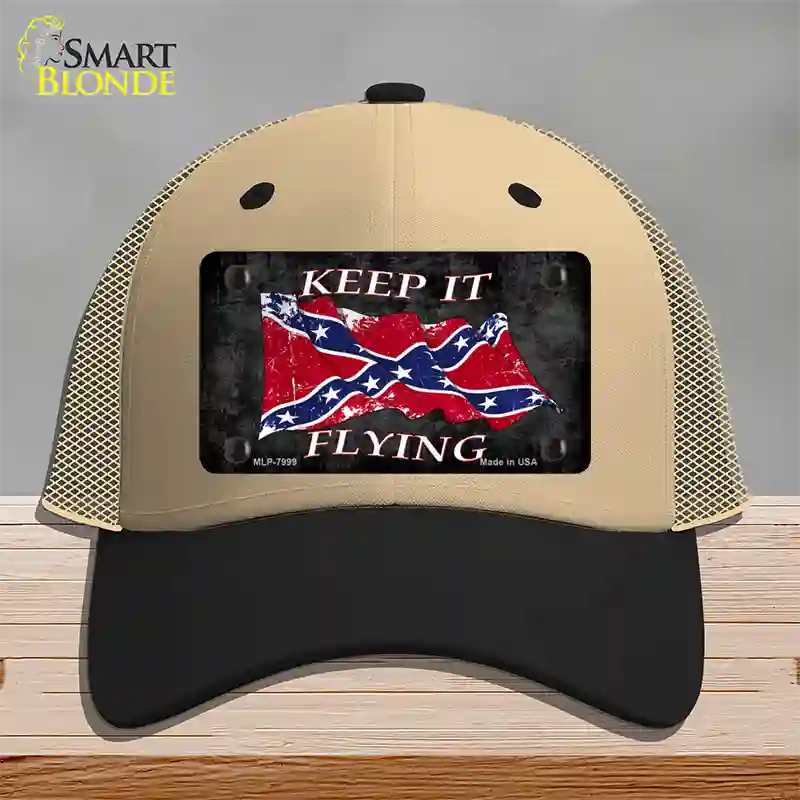 Confederate Keep It Flying Novelty License Plate Hat Mesh / Khaki|Black