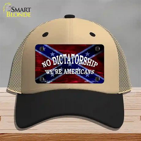 No Dictatorship Novelty License Plate Hat Mesh / Khaki|Black