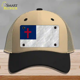 Christian Flag Novelty License Plate Hat Mesh / Khaki|Black