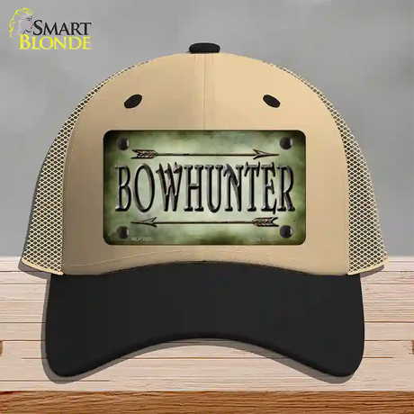 Bowhunter Novelty License Plate Hat Mesh / Khaki|Black