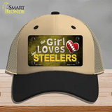 This Girl Loves Her Steelers Novelty License Plate Hat Mesh / Khaki|Black