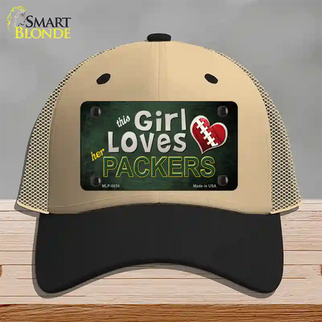 This Girl Loves Her Packers Novelty License Plate Hat Mesh / Khaki|Black