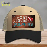 This Girl Loves Her Dolphins Novelty License Plate Hat Mesh / Khaki|Black