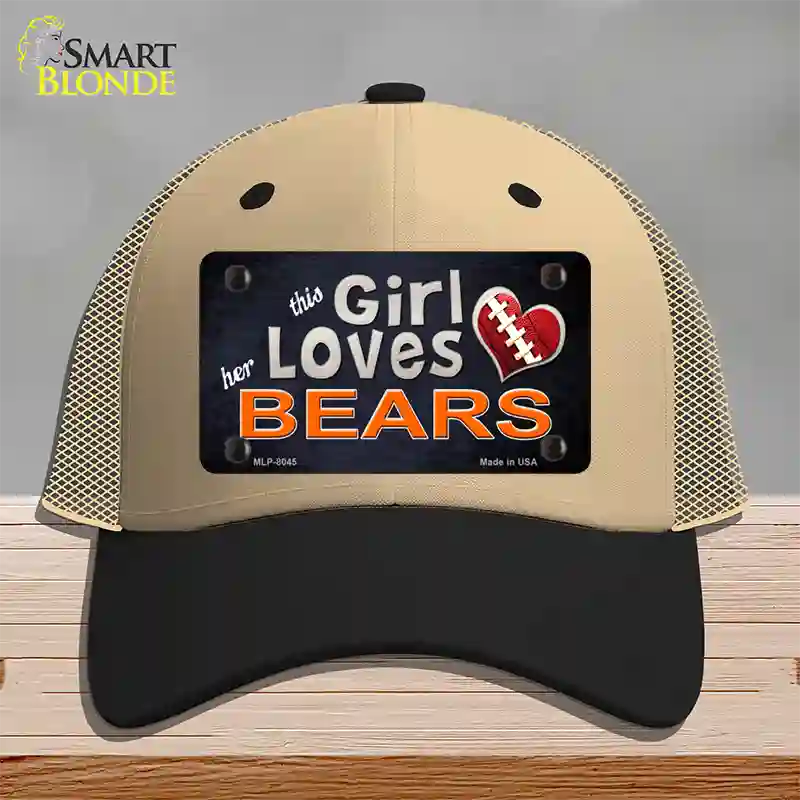 This Girl Loves Her Bears Novelty License Plate Hat Mesh / Khaki|Black