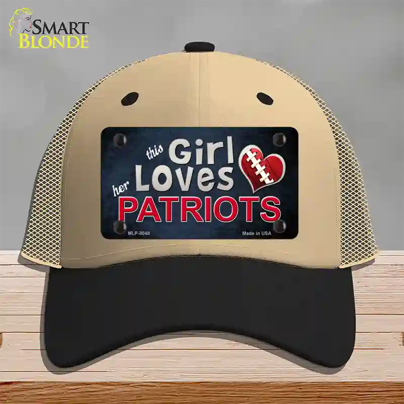 This Girl Loves Her Patriots Novelty License Plate Hat Mesh / Khaki|Black