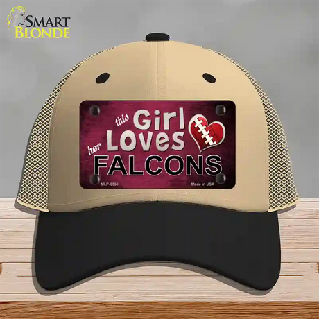 This Girl Loves Her Falcons Novelty License Plate Hat Mesh / Khaki|Black