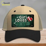 This Girl Loves Her Jets Novelty License Plate Hat Mesh / Khaki|Black