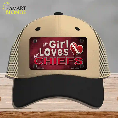 This Girl Loves Her Chiefs Novelty License Plate Hat Mesh / Khaki|Black