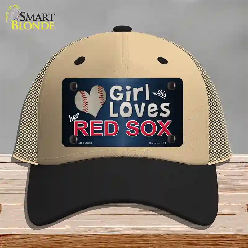 This Girl Loves Her Red Sox Novelty License Plate Hat Mesh / Khaki|Black