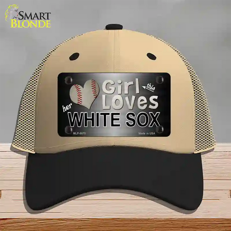 This Girl Loves Her White Sox Novelty License Plate Hat Mesh / Khaki|Black