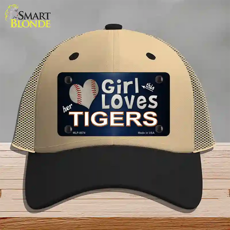 This Girl Loves Her Tigers Novelty License Plate Hat Mesh / Khaki|Black