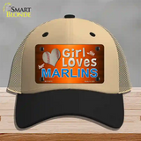 This Girl Loves Her Marlins Novelty License Plate Hat Mesh / Khaki|Black