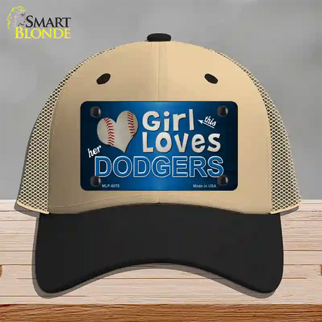 This Girl Loves Her Dodgers Novelty License Plate Hat Mesh / Khaki|Black