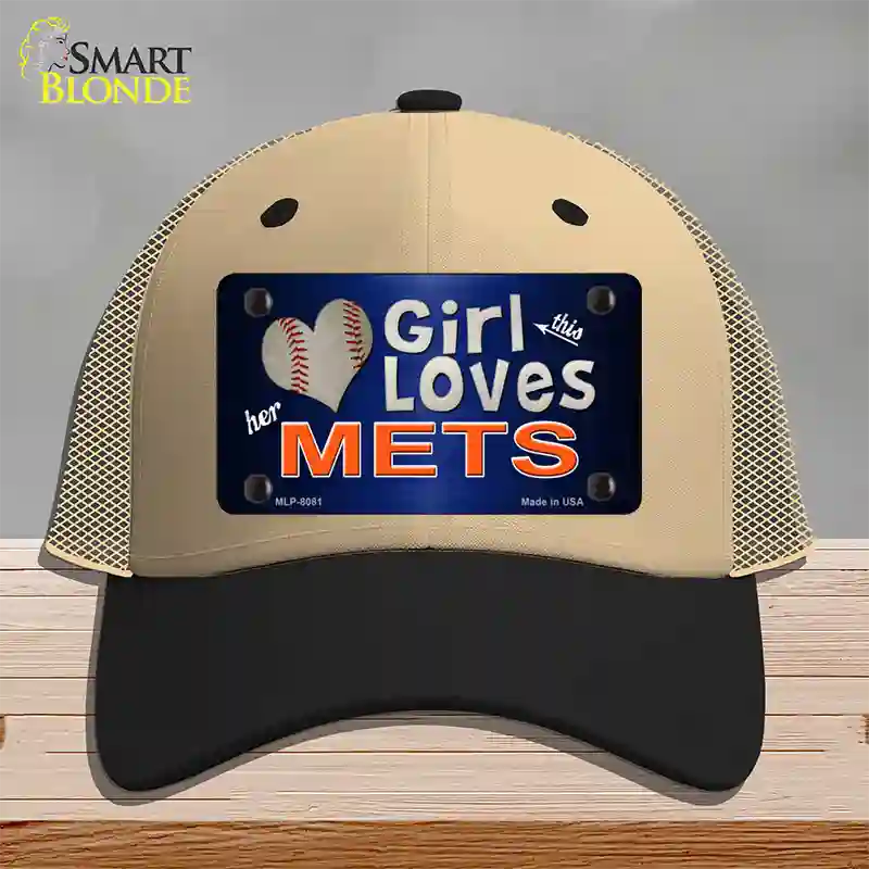 This Girl Loves Her Mets Novelty License Plate Hat Mesh / Khaki|Black