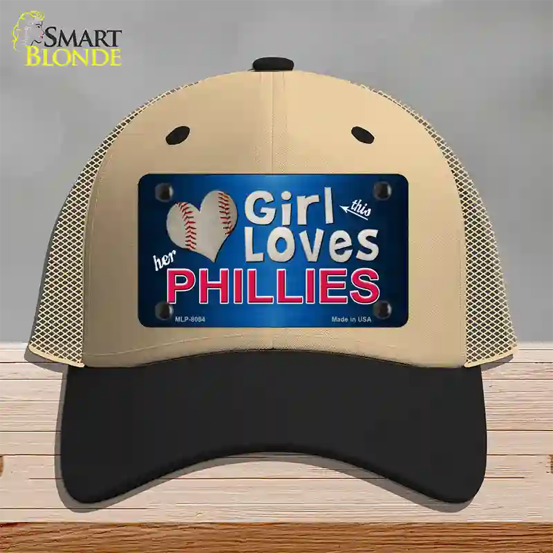 This Girl Loves Her Phillies Novelty License Plate Hat Mesh / Khaki|Black