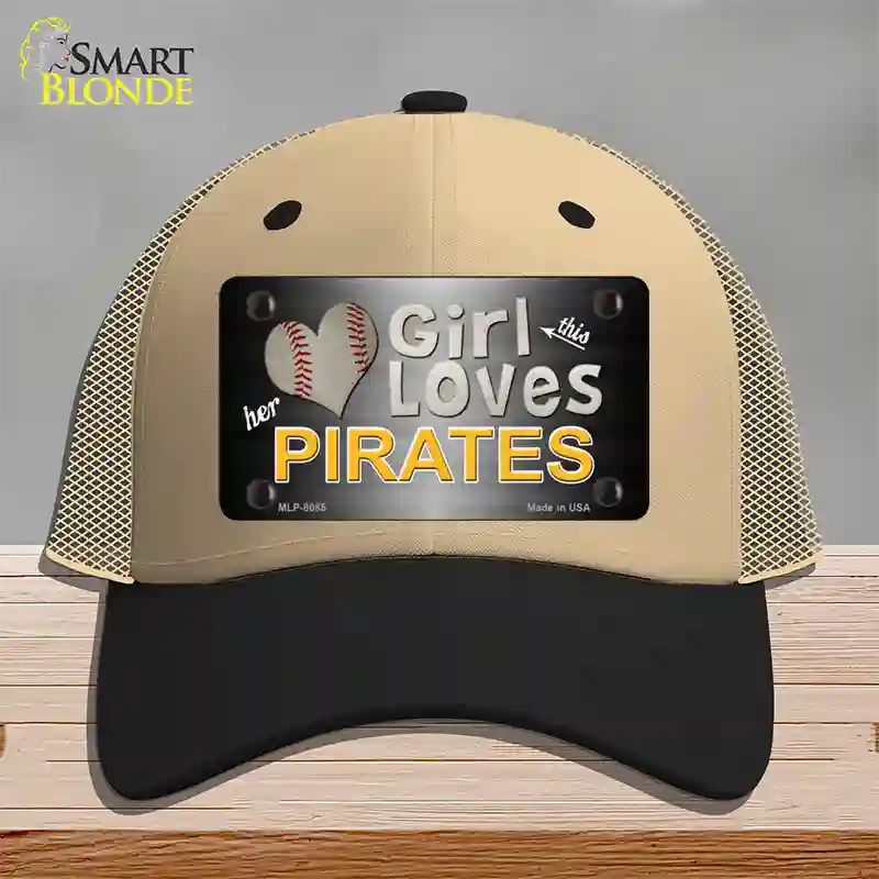 This Girl Loves Her Pirates Novelty License Plate Hat Mesh / Khaki|Black