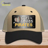 This Girl Loves Her Pirates Novelty License Plate Hat Mesh / Khaki|Black