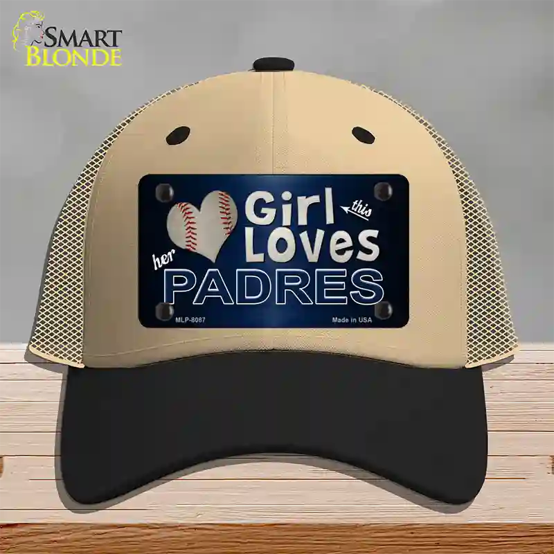 This Girl Loves Her Padres Novelty License Plate Hat Mesh / Khaki|Black