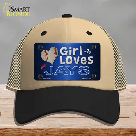 This Girl Loves Her Jays Novelty License Plate Hat Mesh / Khaki|Black