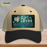 This Girl Loves Her Mariners Novelty License Plate Hat Mesh / Khaki|Black