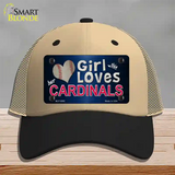 This Girl Loves Her Cardinals Baseball Novelty License Plate Hat Mesh / Khaki|Black