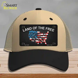 Land Of The Free Novelty License Plate Hat Mesh / Khaki|Black