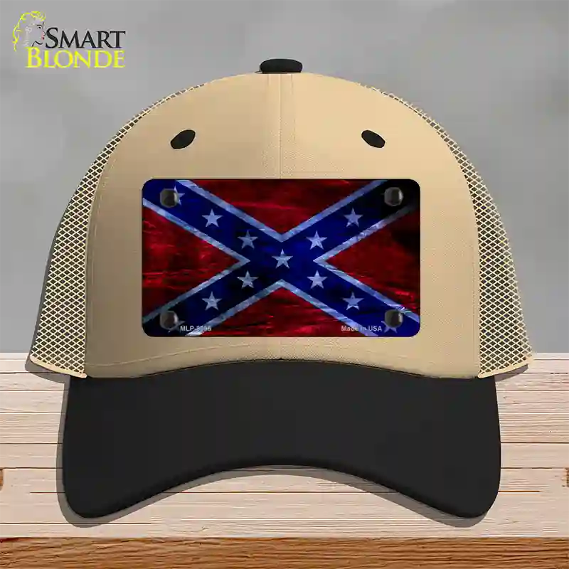 Confederate Flag Foiled Novelty License Plate Hat Mesh / Khaki|Black