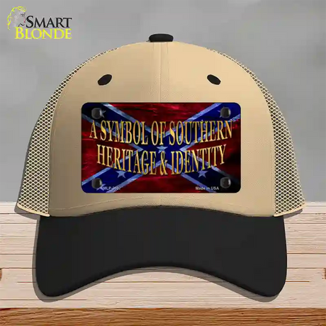 Symbol Of Southern Heritage Novelty License Plate Hat Mesh / Khaki|Black