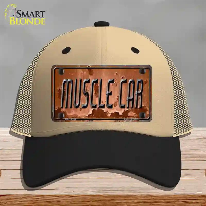 Muscle Car Novelty License Plate Hat Mesh / Khaki|Black