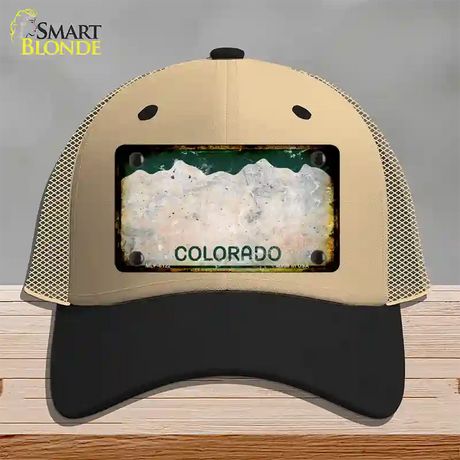 Colorado Rusty Blank Novelty License Plate Hat Mesh / Khaki|Black