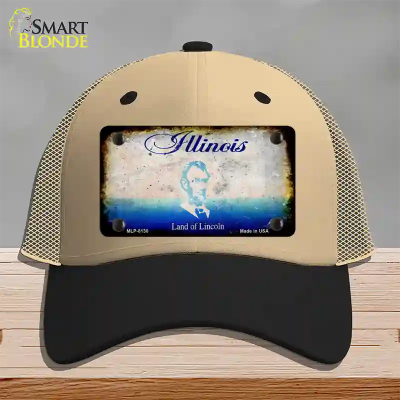 Illinois Rusty Blank Novelty License Plate Hat Mesh / Khaki|Black