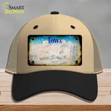 Iowa Rusty Blank Novelty License Plate Hat Mesh / Khaki|Black