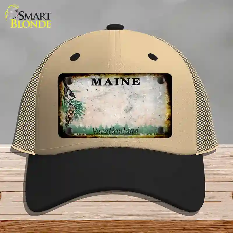 Maine Rusty Blank Novelty License Plate Hat Mesh / Khaki|Black