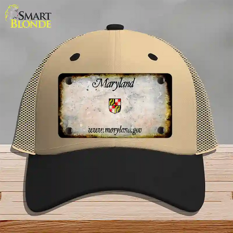 Maryland Rusty Blank Novelty License Plate Hat Mesh / Khaki|Black