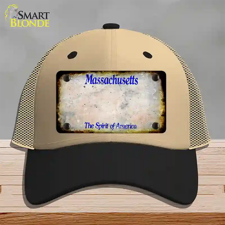 Massachusetts Rusty Blank Novelty License Plate Hat Mesh / Khaki|Black