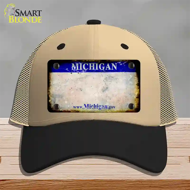 Michigan Gov Rusty Blank Novelty License Plate Hat Mesh / Khaki|Black