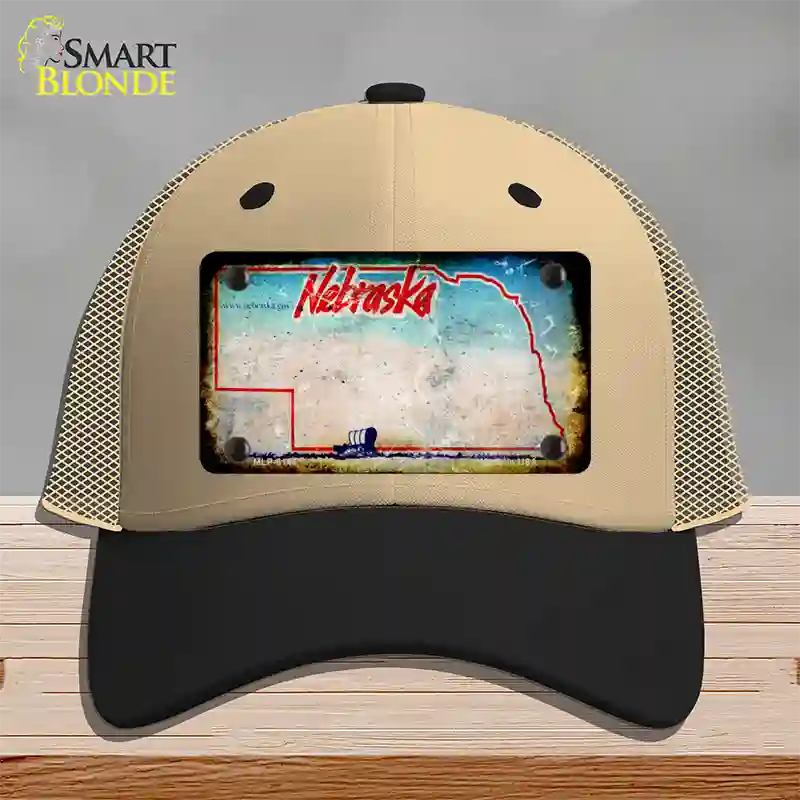 Nebraska Rusty Blank Novelty License Plate Hat Mesh / Khaki|Black