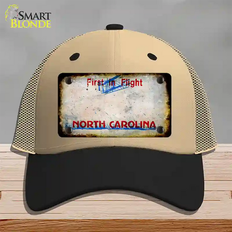 North Carolina Rusty Blank Novelty License Plate Hat Mesh / Khaki|Black