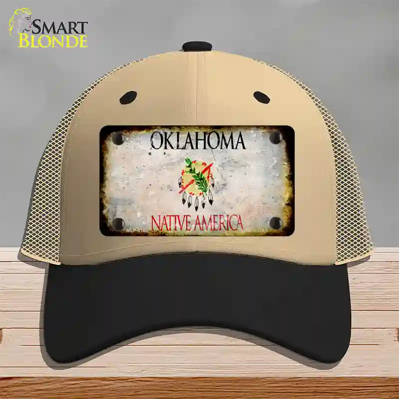 Oklahoma Rusty Blank Novelty License Plate Hat Mesh / Khaki|Black