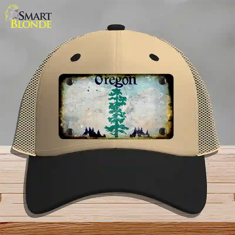 Oregon Rusty Blank Novelty License Plate Hat Mesh / Khaki|Black