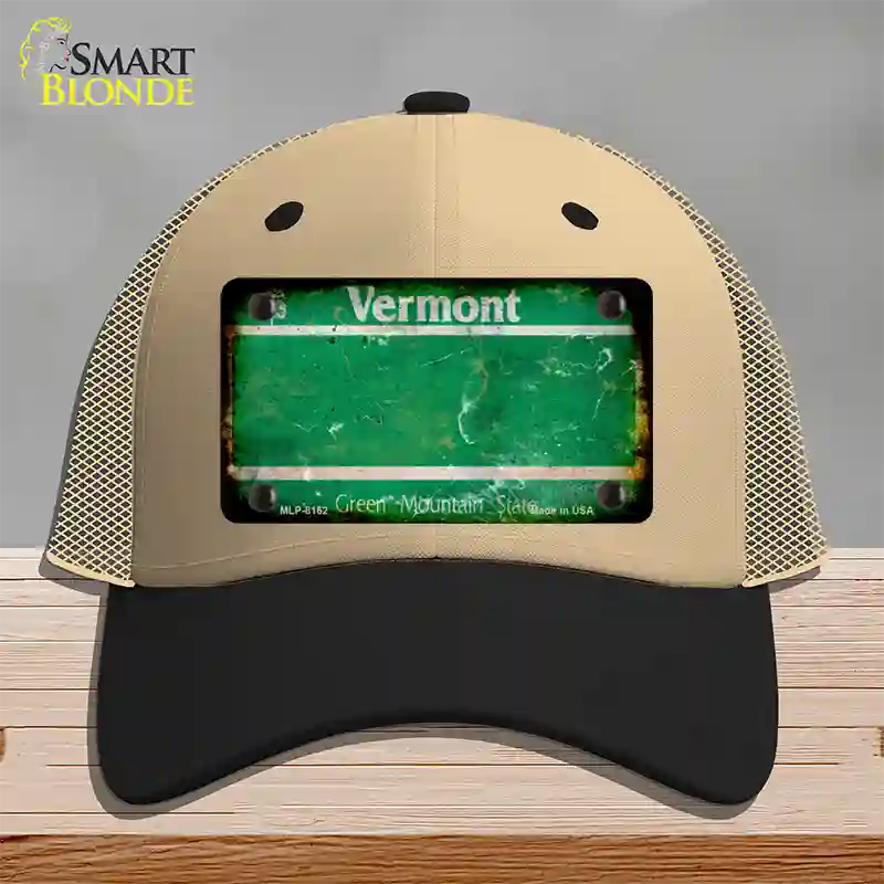 Vermont Rusty Blank Novelty License Plate Hat Mesh / Khaki|Black