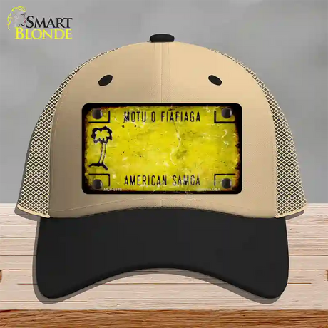 American Samoa Rusty Blank Novelty License Plate Hat Mesh / Khaki|Black